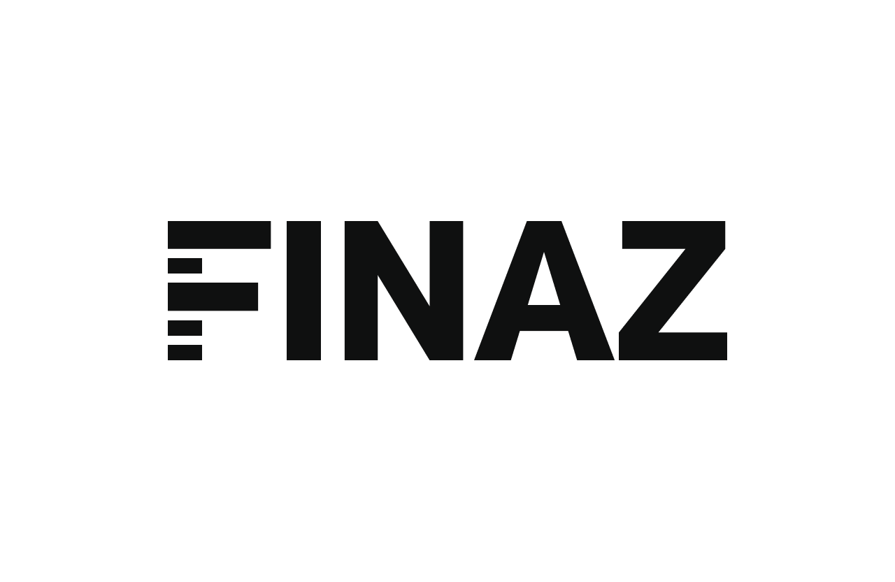 Logotipo FINAZ con F segmentada, propuesta 01, peso Bold, en negro sobre fondo blanco