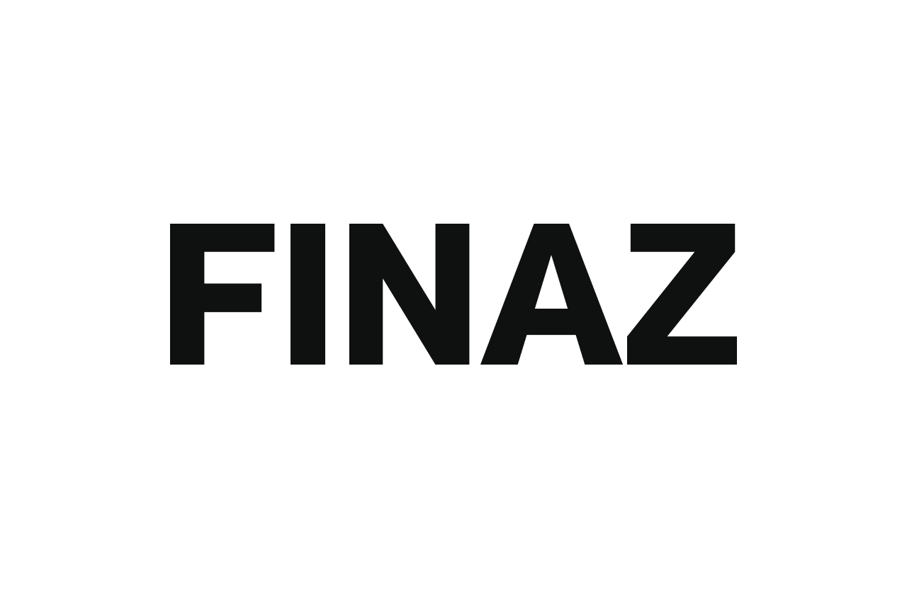 Logotipo FINAZ, propuesta 00, peso Bold, en negro sobre fondo blanco